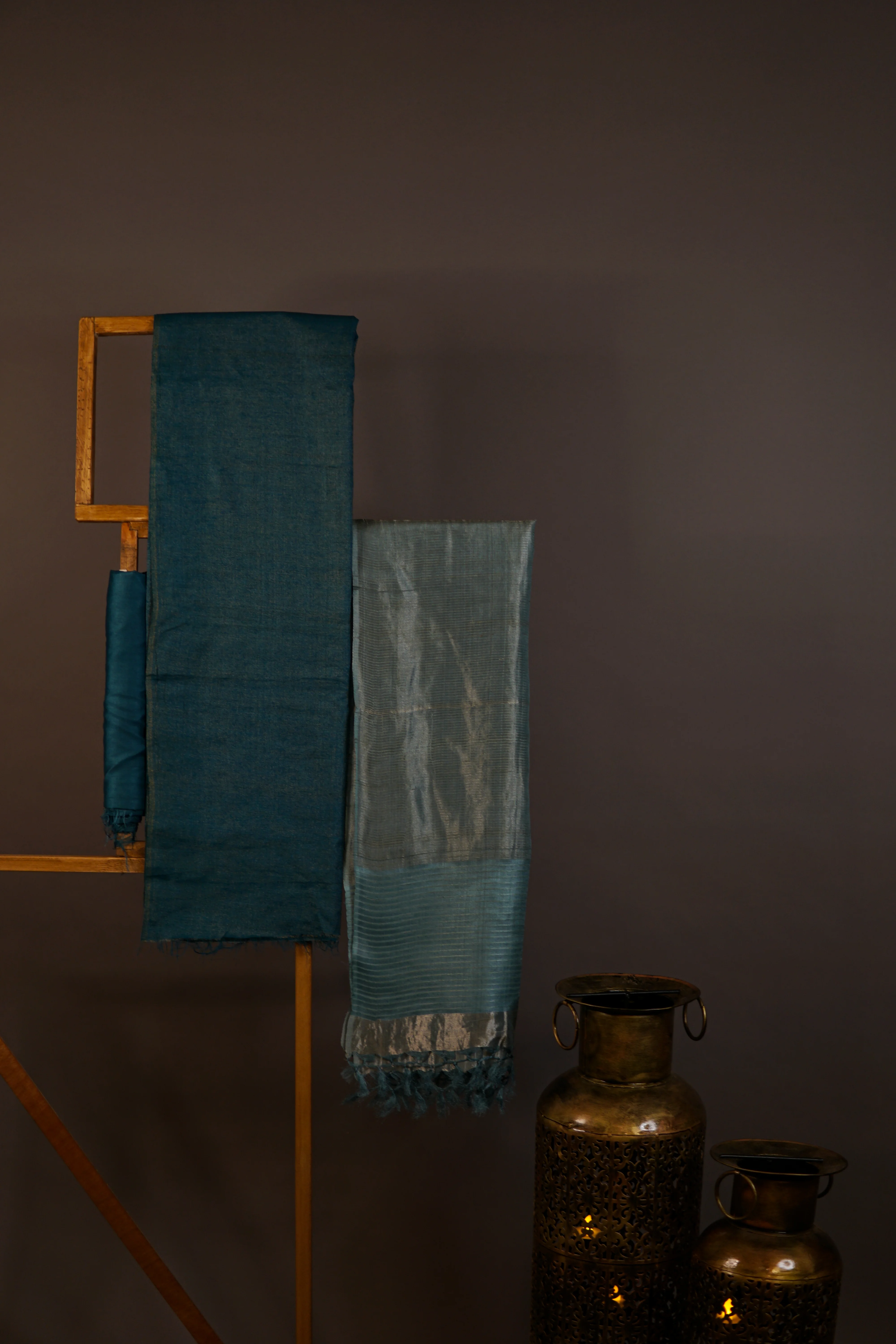 Metallic Blue Dupatta With Sparkling Set